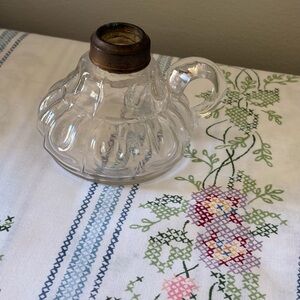 Antique Clear Glass Finger Kerosene or Oil Lamp Base